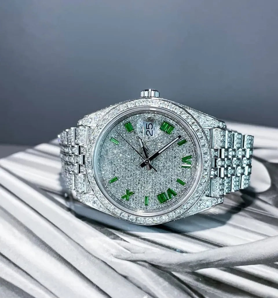 DAZZLING 41MM GREEN NUMERAL DIAL WATCH