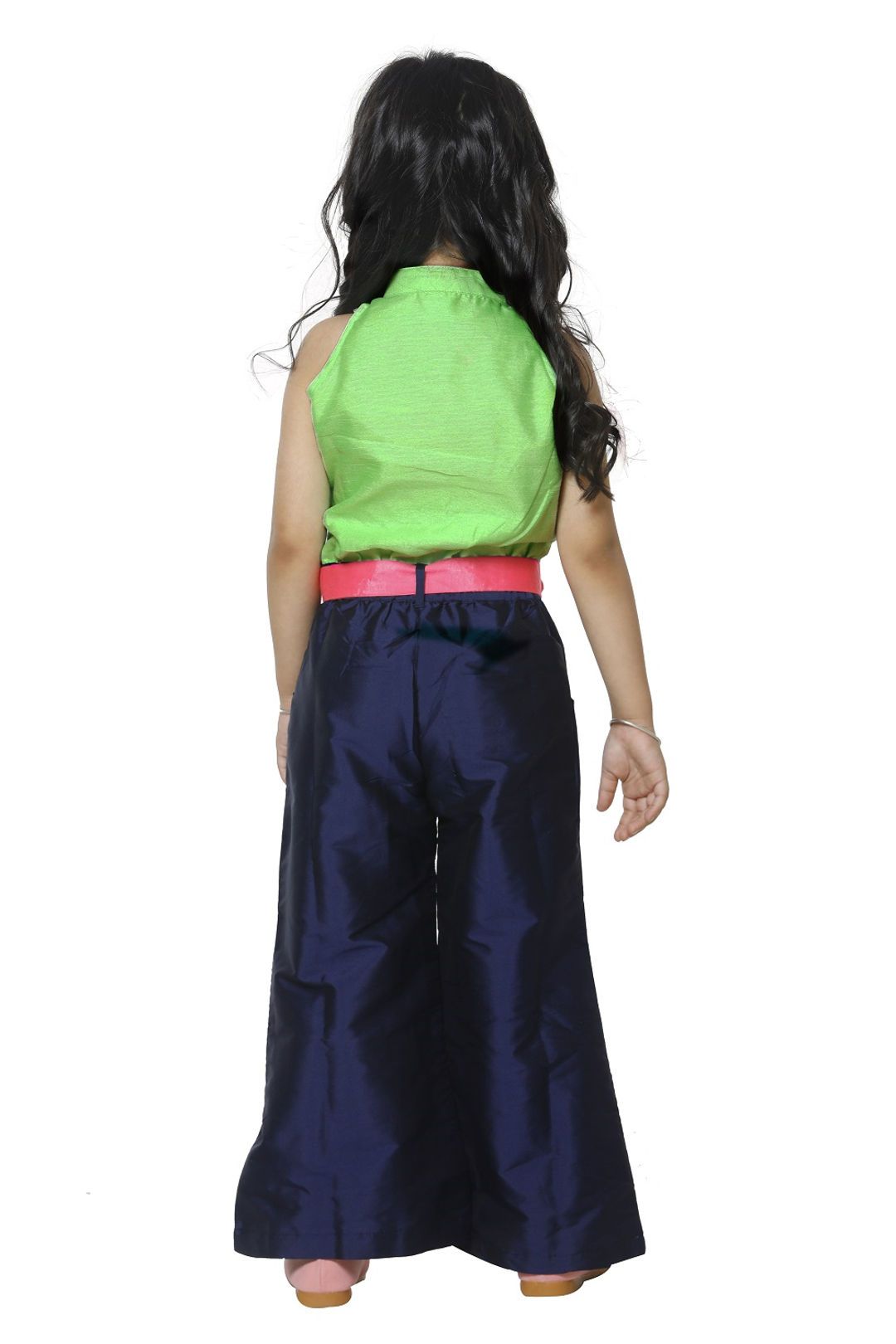 Lime Green and Navy Embrodiery Ethnic Jumpsuit