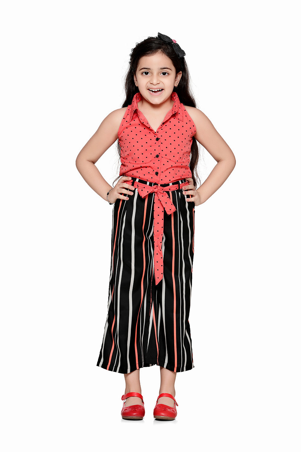 Orange Beige Polka Full Jumpsuit