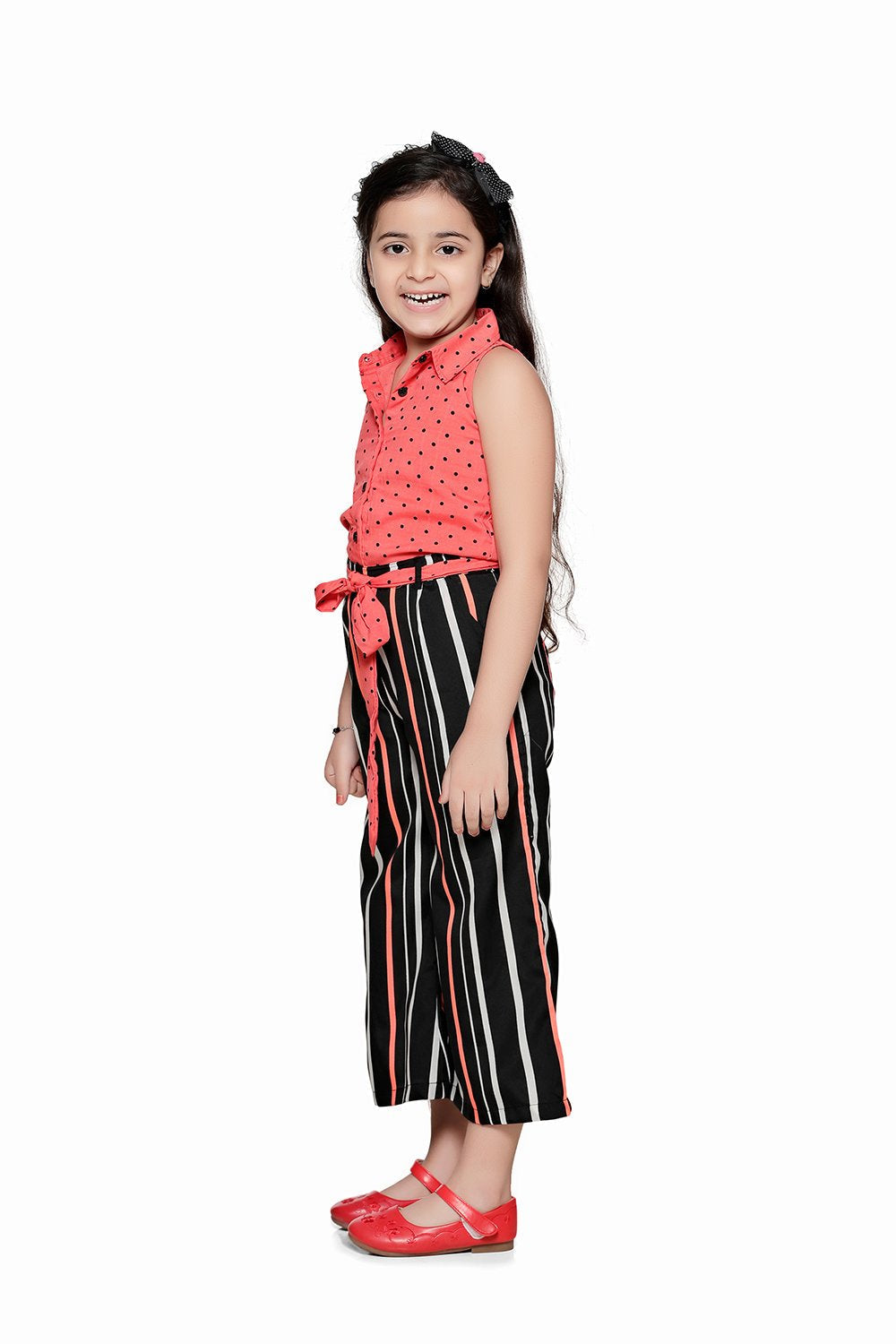 Orange Beige Polka Full Jumpsuit