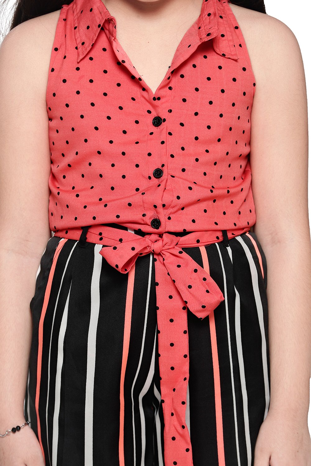 Orange Beige Polka Full Jumpsuit