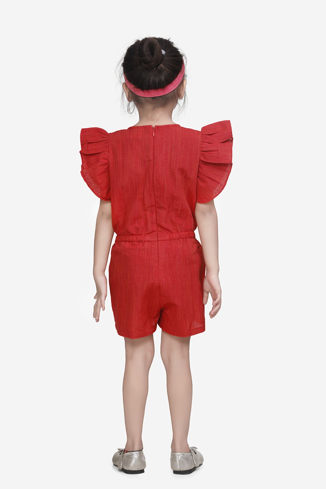 Red Cotton Weaved Stylish Jumpsuit