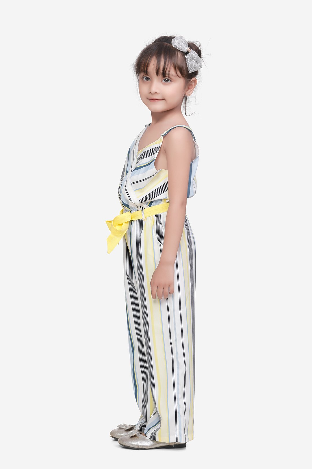 Striped Crossover Style Strappy Full Jumpsuit