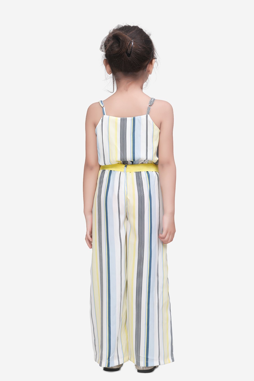 Striped Crossover Style Strappy Full Jumpsuit