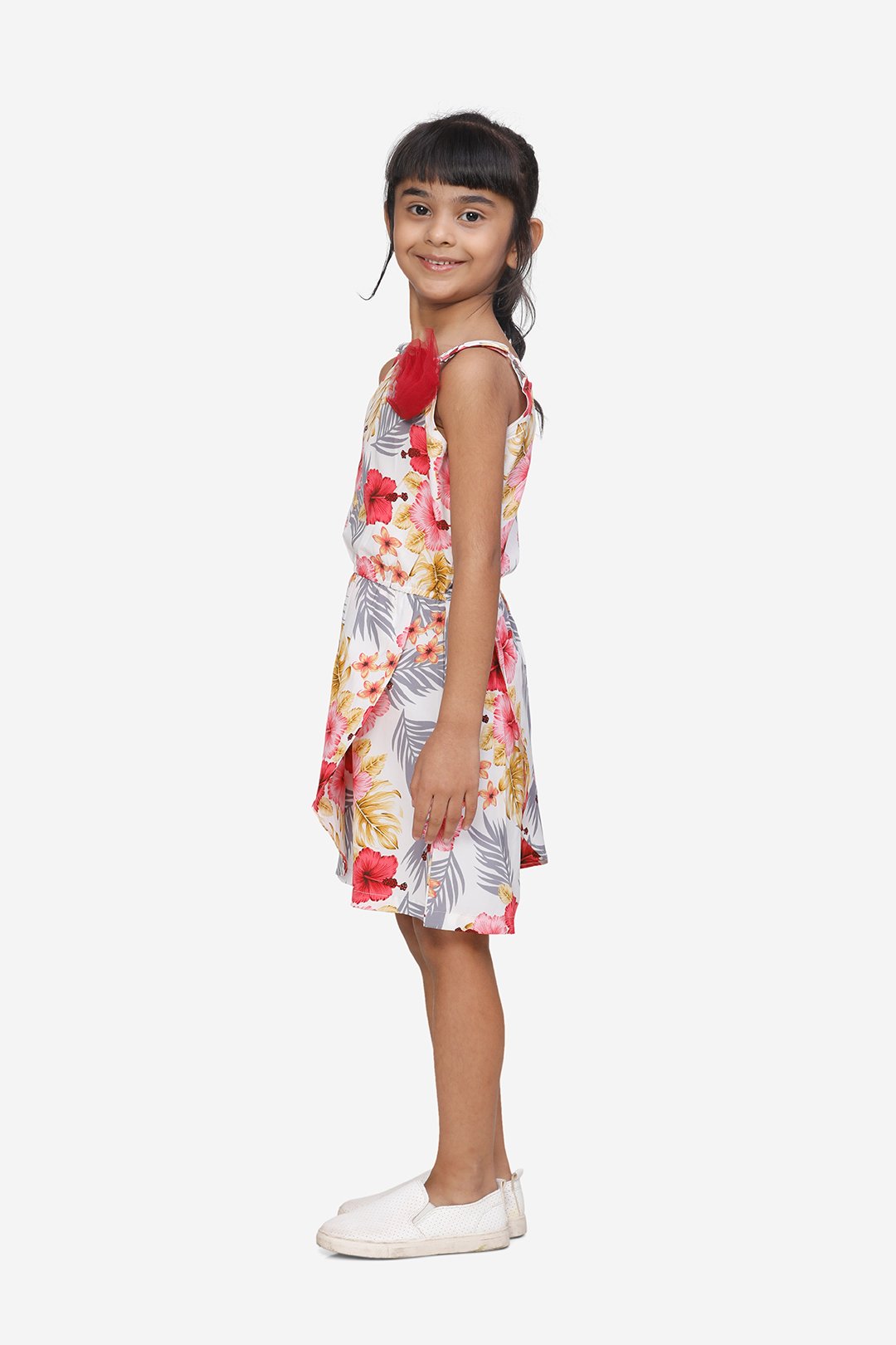Floral Overlap Style Short Jumpsuit