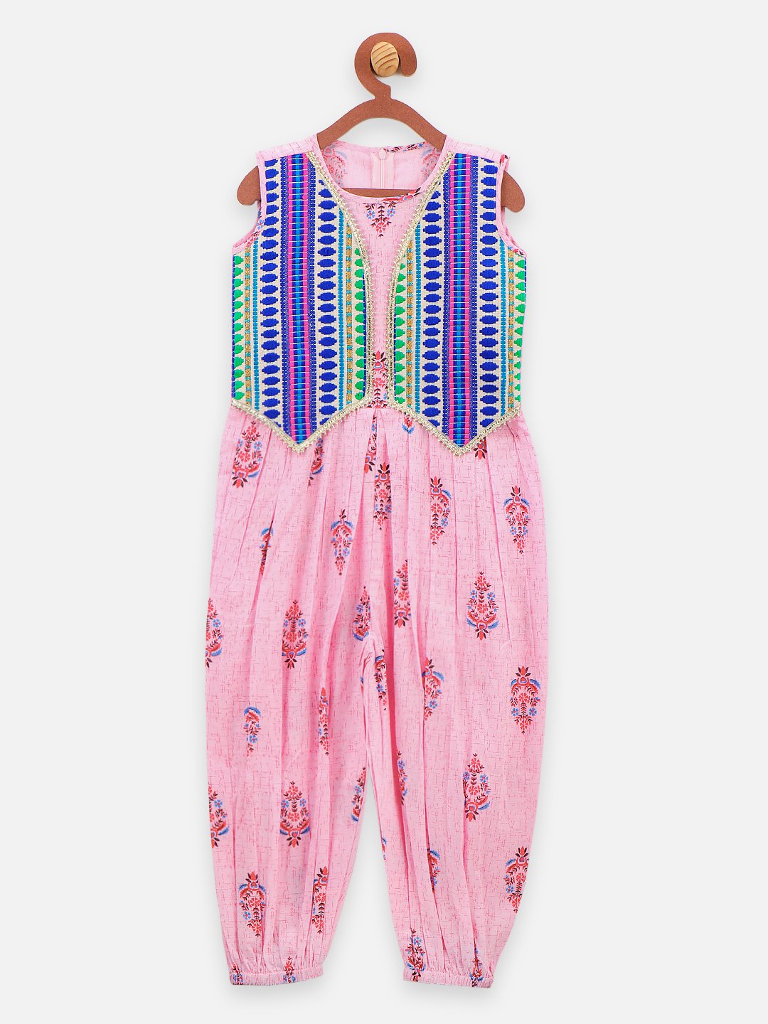 Ethnic style Pink Printed Dhoti jumpsuit