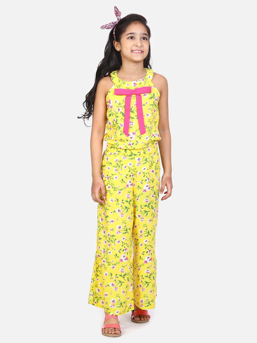 Bright Yellow Floral bell Jumpsuit