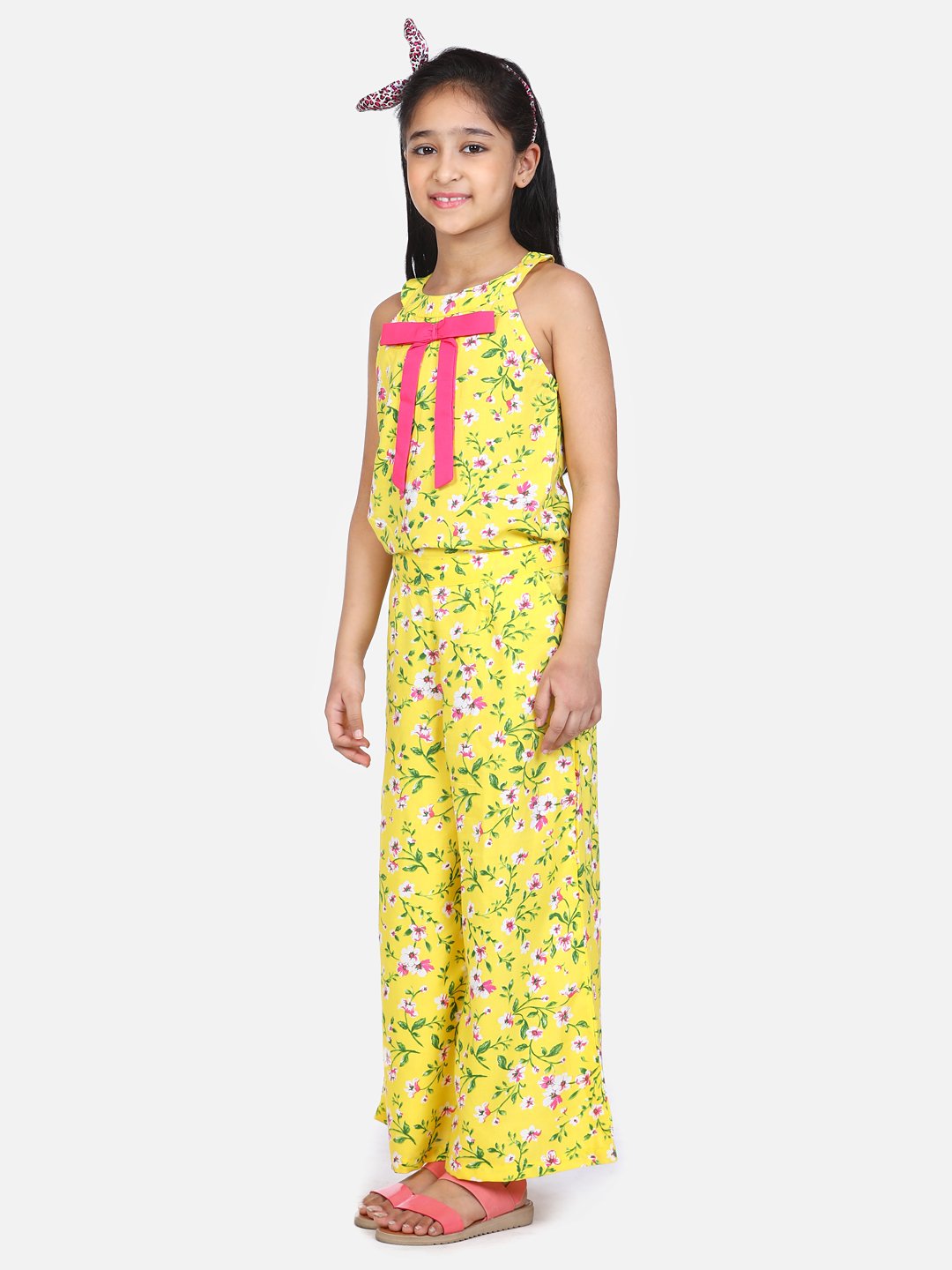Bright Yellow Floral bell Jumpsuit