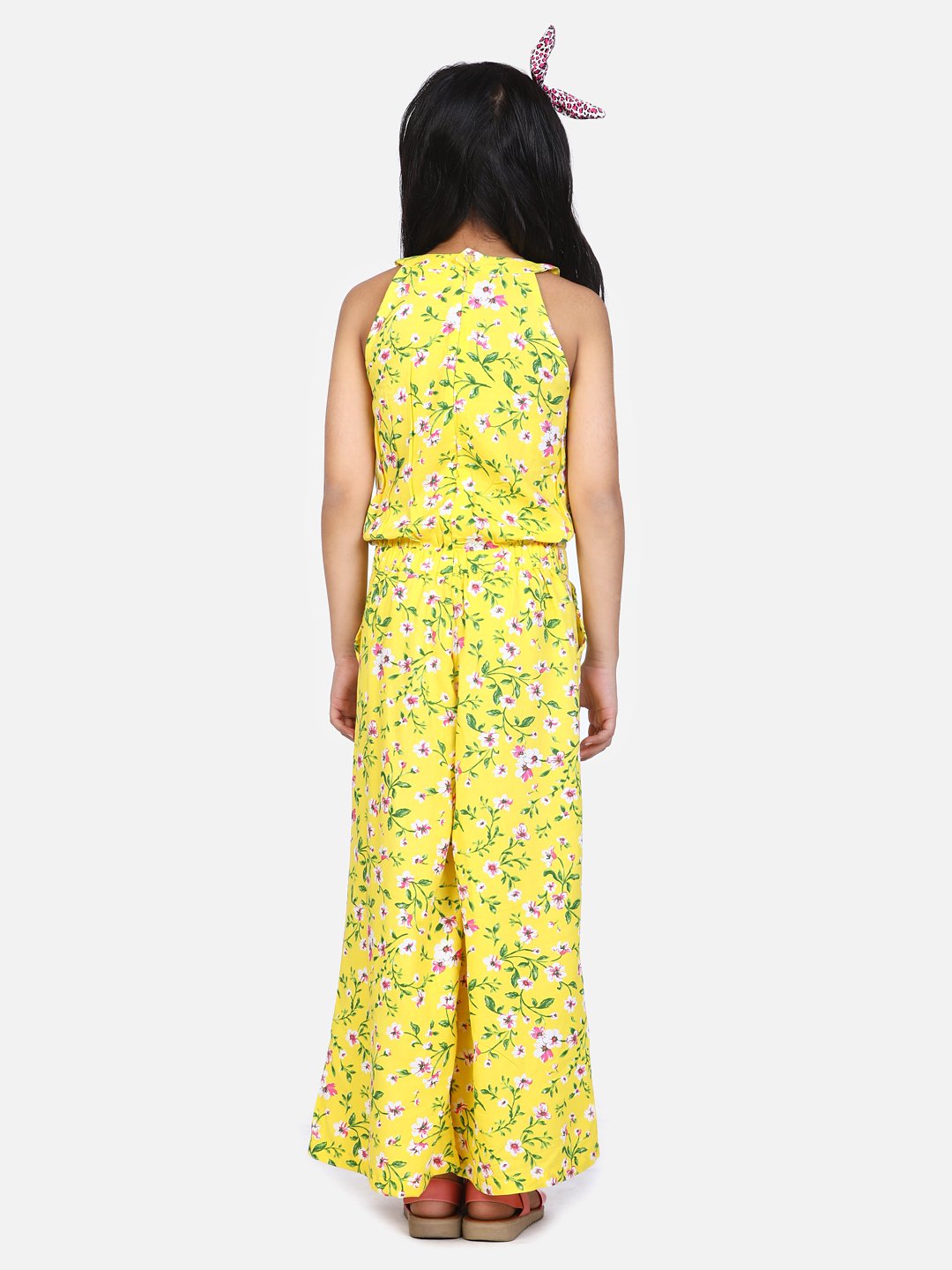 Bright Yellow Floral bell Jumpsuit
