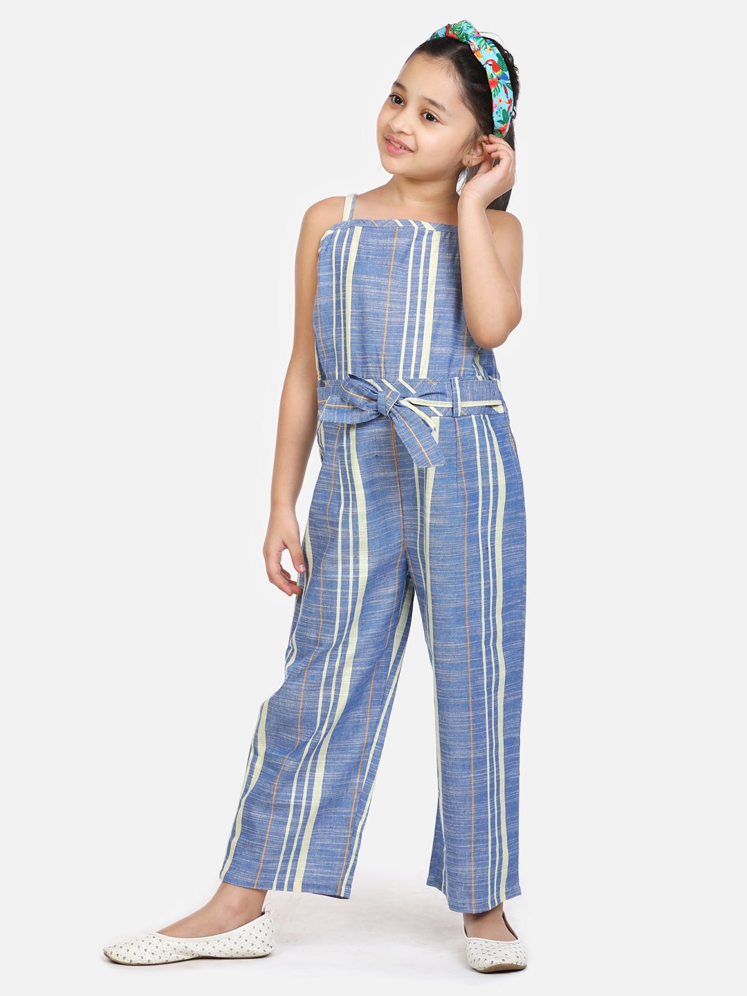 Organic Cotton Weaved Blue Full Jumpsuit