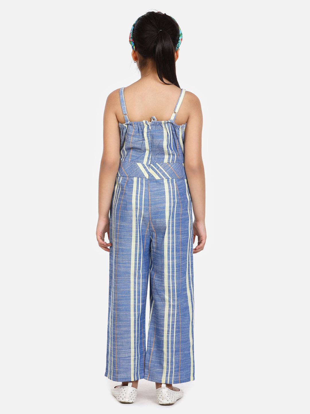 Organic Cotton Weaved Blue Full Jumpsuit