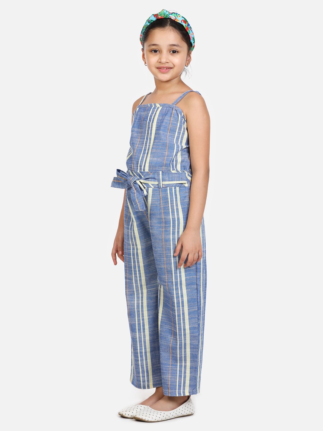 Organic Cotton Weaved Blue Full Jumpsuit