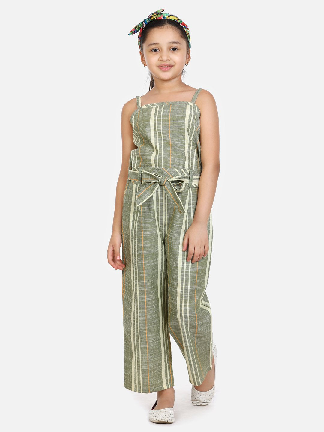 Organic Cotton Weaved Green Full Jumpsuit