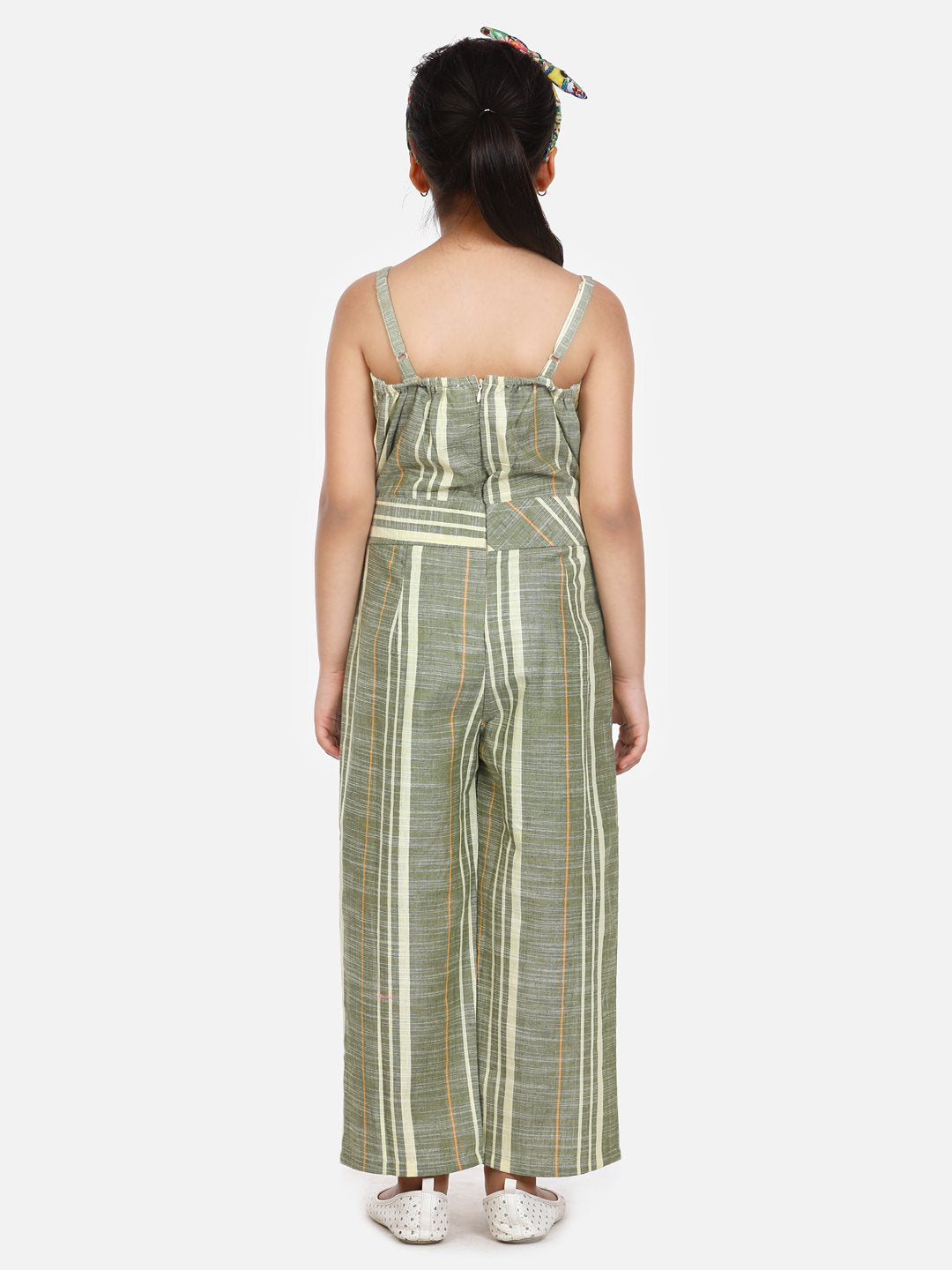 Organic Cotton Weaved Green Full Jumpsuit