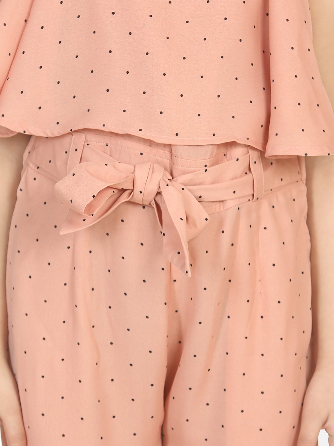 Light Brown Polka Cape Jumpsuit