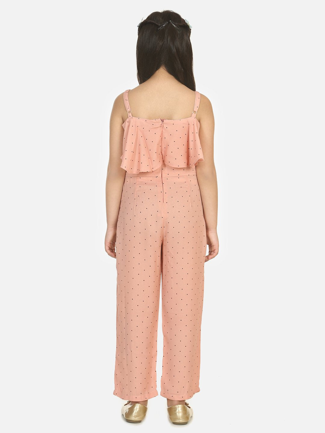 Light Brown Polka Cape Jumpsuit