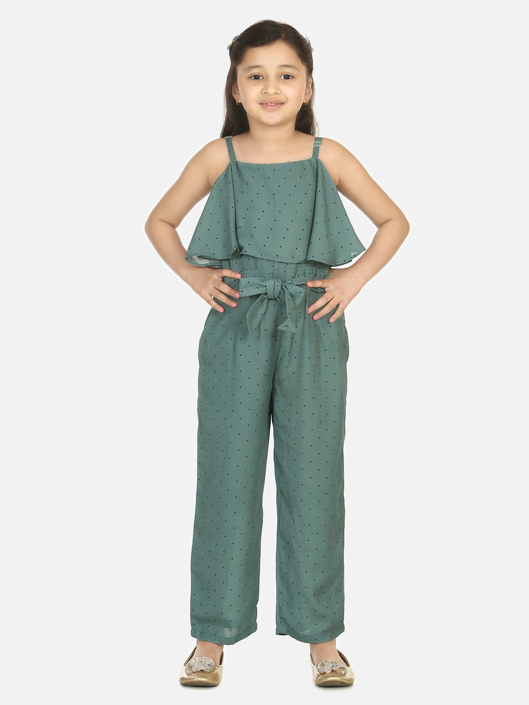 Vintage Green Polka Cape Jumpsuit