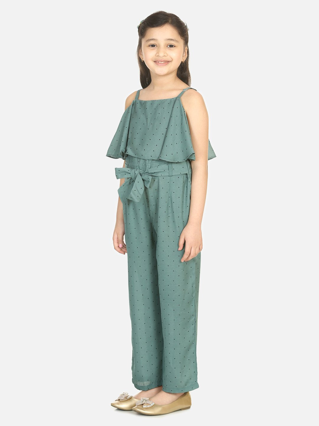 Vintage Green Polka Cape Jumpsuit
