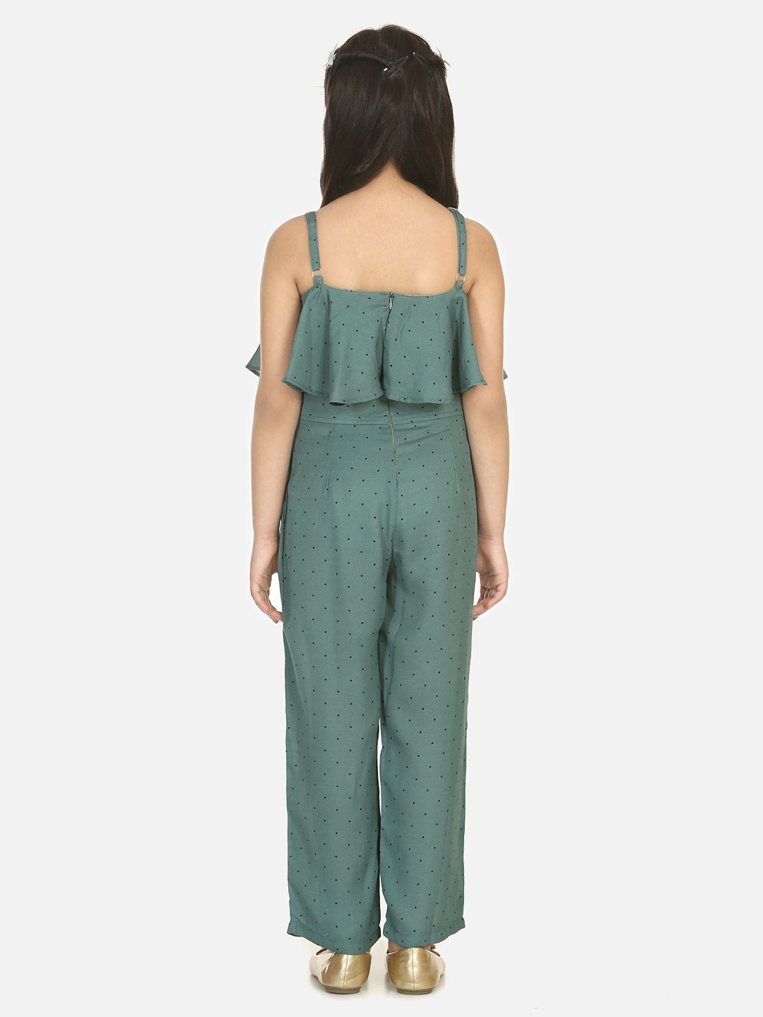 Vintage Green Polka Cape Jumpsuit