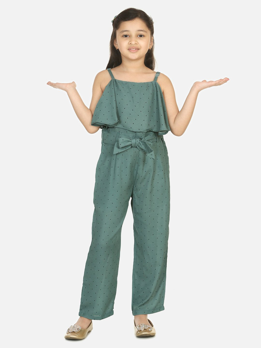 Vintage Green Polka Cape Jumpsuit