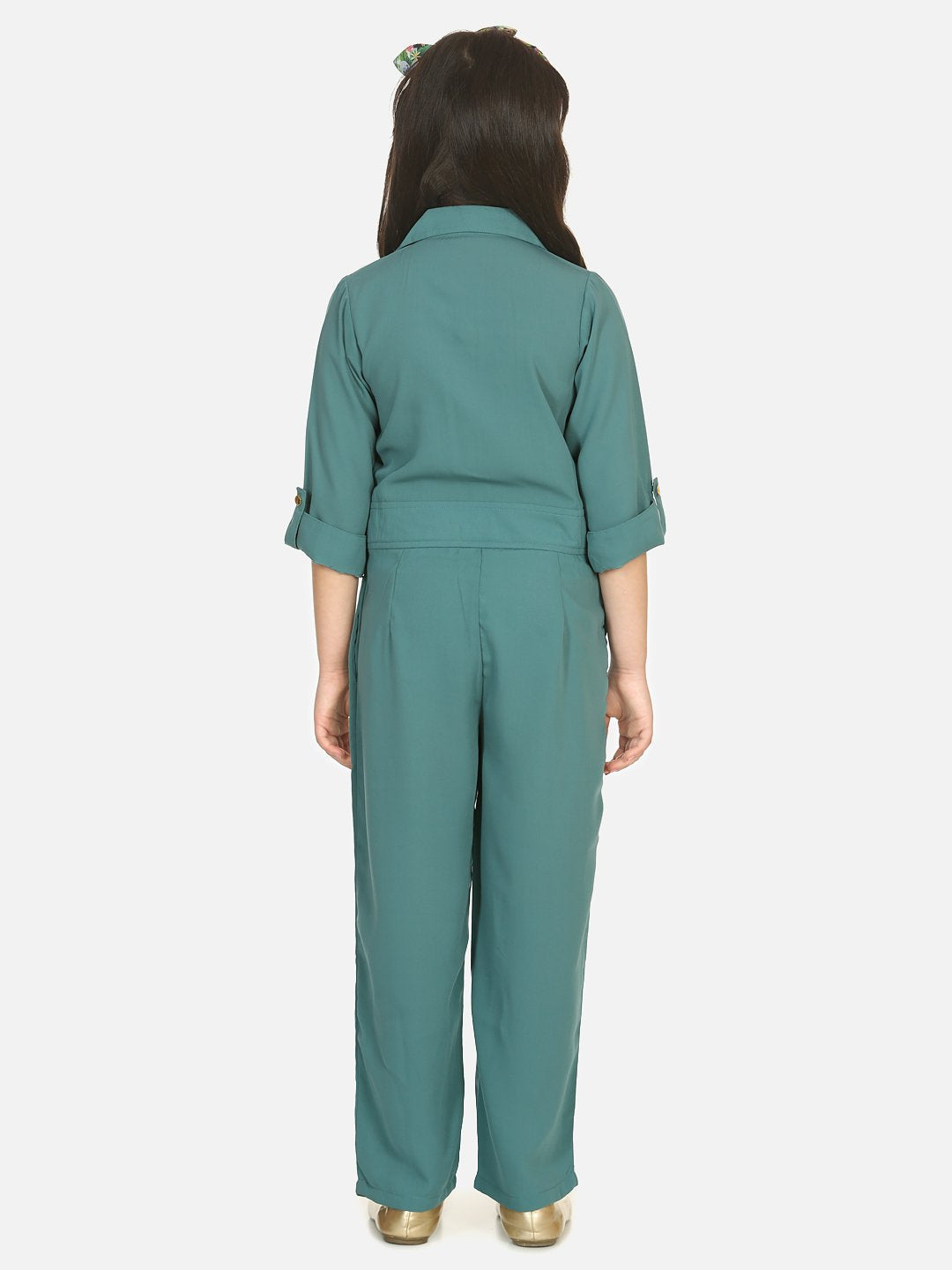 Vintage Green Golden Button Formal Jumpsuit