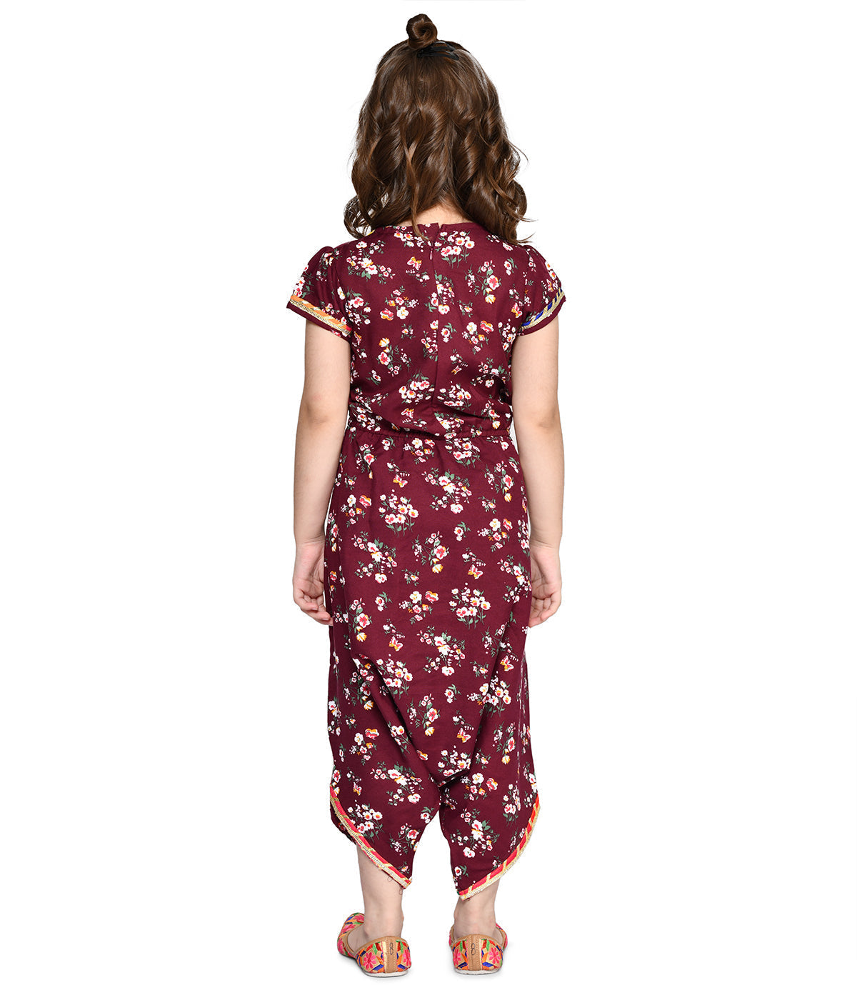 Wine Floral Gota Ethnic Jumpsuit
