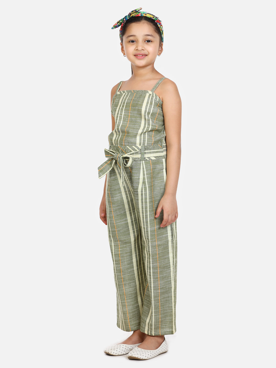 Green Organic Cotton Weaved Full Jumpsuit