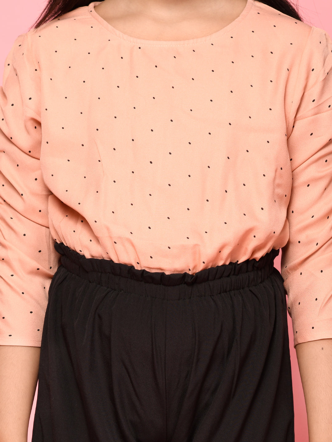 Small Polka Printed Full Sleeve Jumpsuit