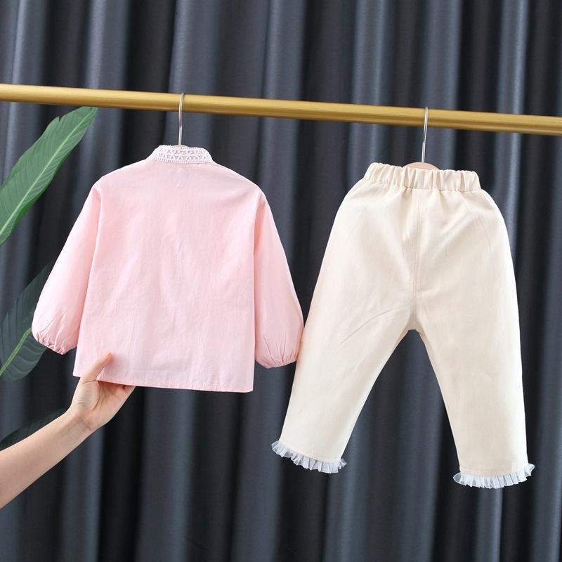 Lace Collar ruffle top and pant set