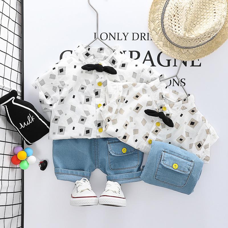 PRINTED SHIRT WITH BOW AND SHORTS SET
