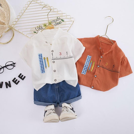 Pencil Printed Shirt And Shorts Set