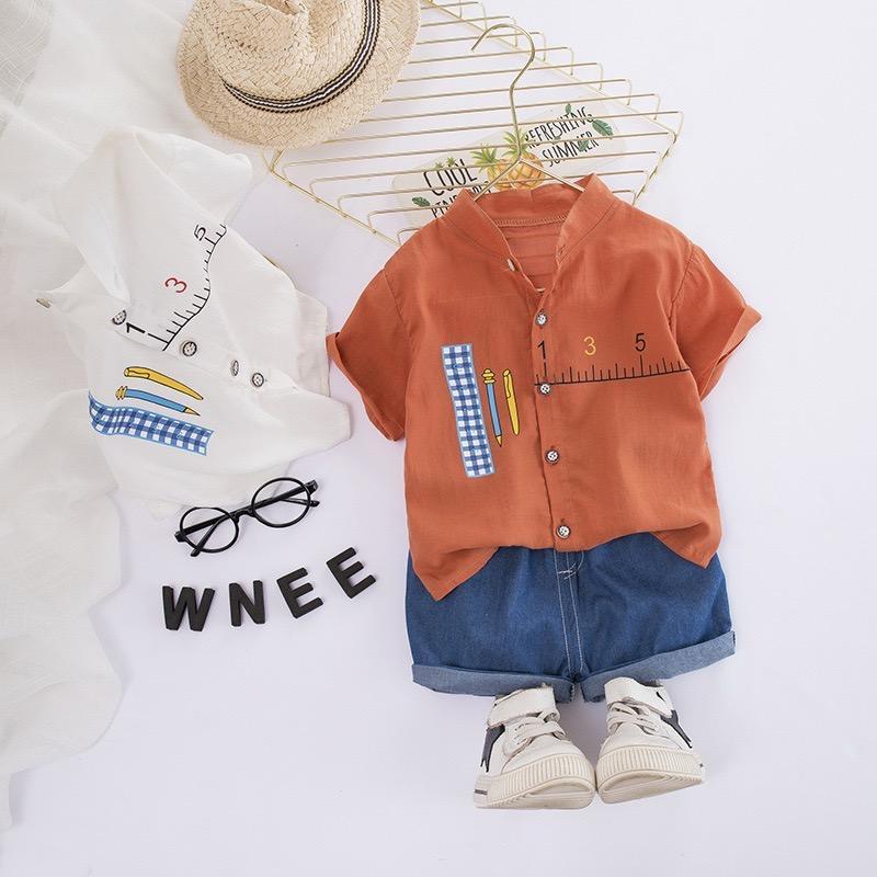 Pencil Printed Shirt And Shorts Set