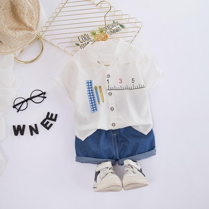 Pencil Printed Shirt And Shorts Set