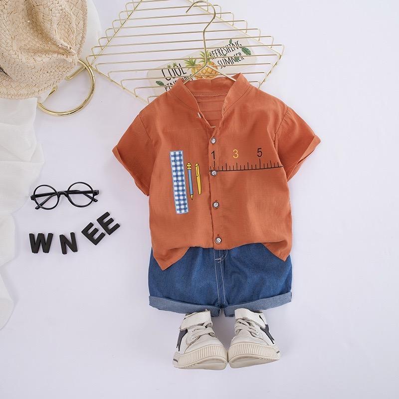 Pencil Printed Shirt And Shorts Set