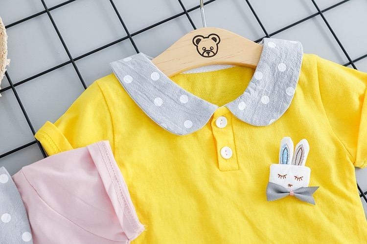 Polka Dot Collar Polo Tshirt And Shorts Set
