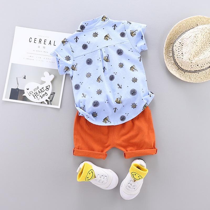 Printed Shirt With Bow And Shorts Set