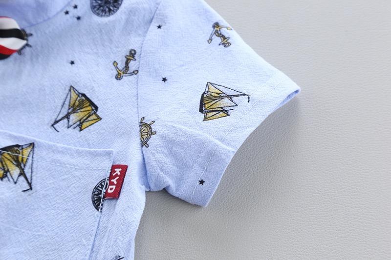 Printed Shirt With Bow And Shorts Set