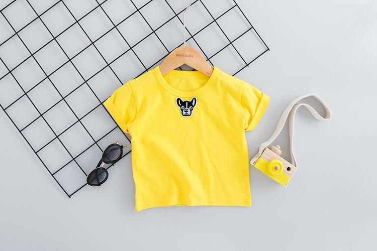 Printed Strap Dungaree And Tshirt Set