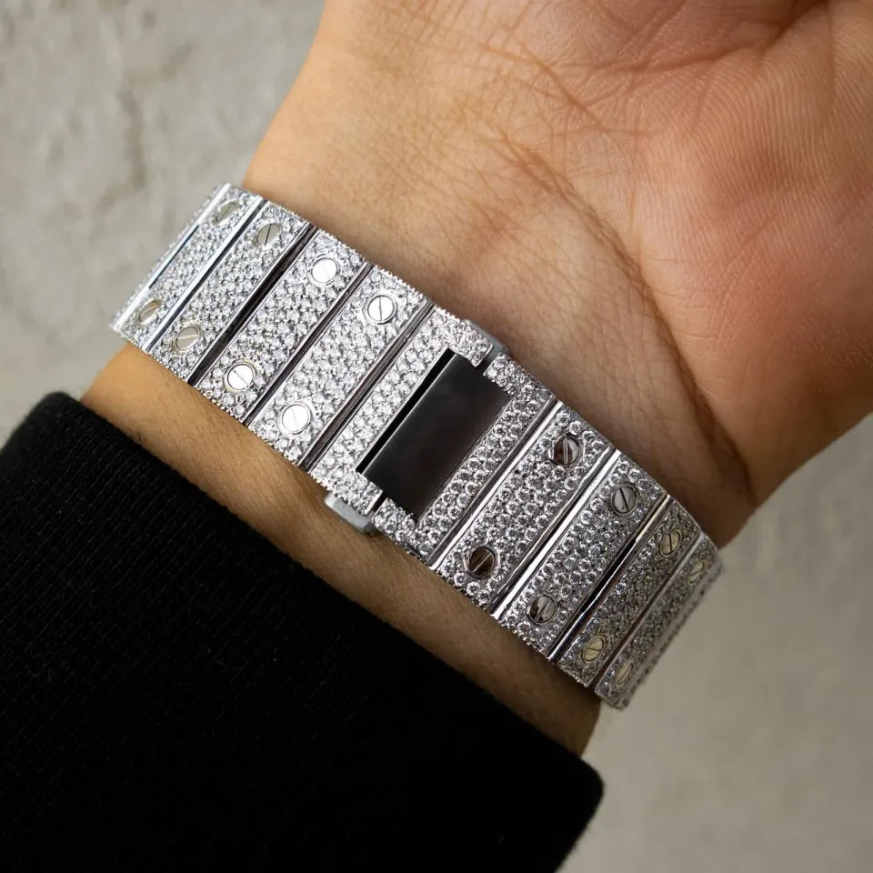 Luxurious Black Dial Studded Diamond Watch