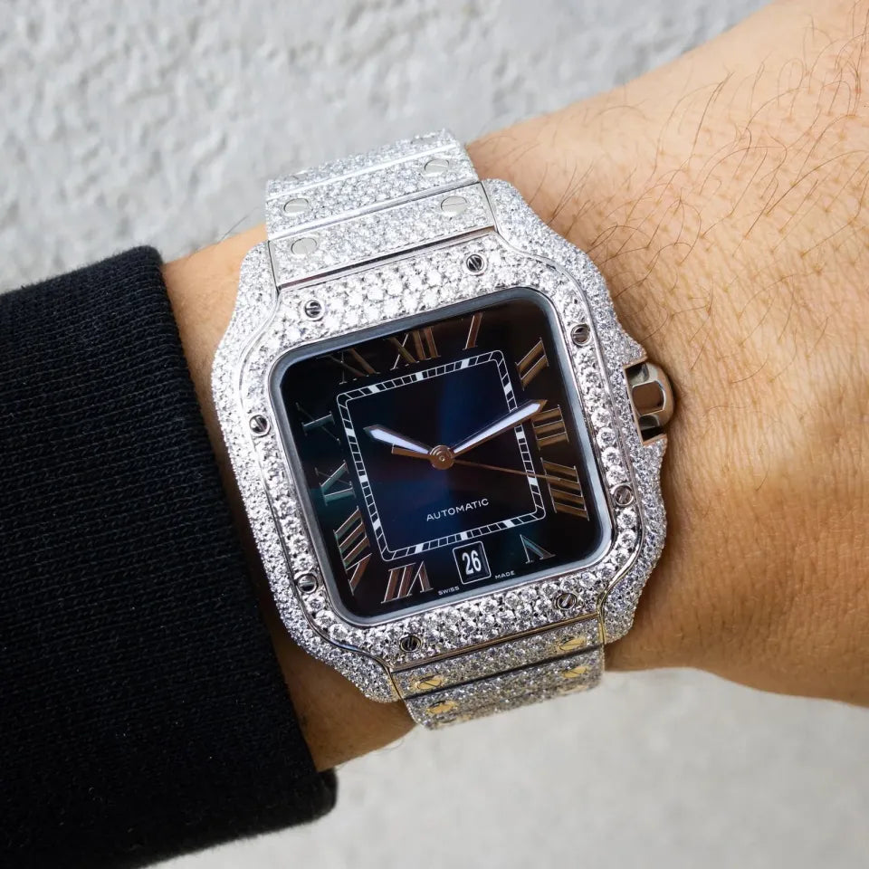 Luxurious Black Dial Studded Diamond Watch