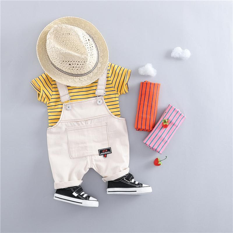 Striped Tee And Dungaree Summer Set