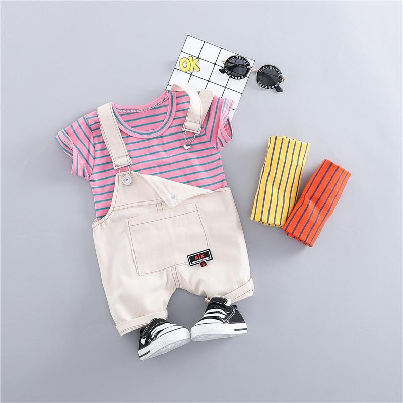 Striped Tee And Dungaree Summer Set