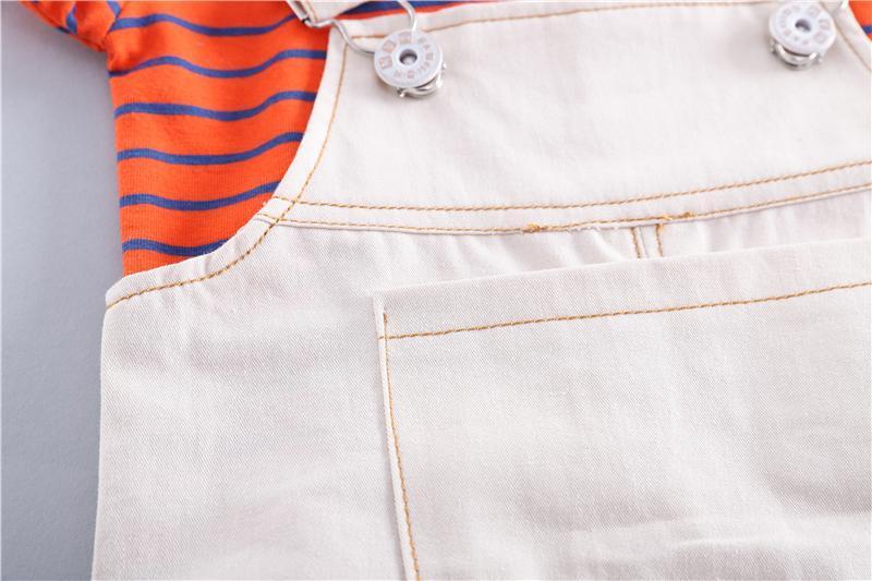 Striped Tee And Dungaree Summer Set