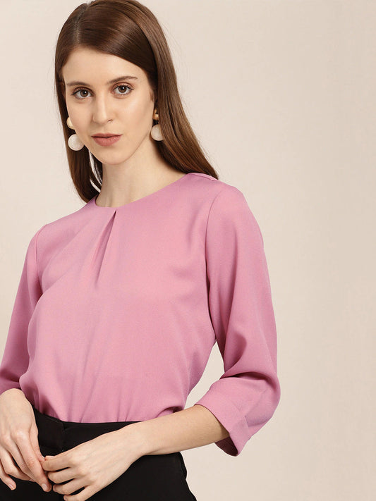 Mauve Top With Pleated Detail
