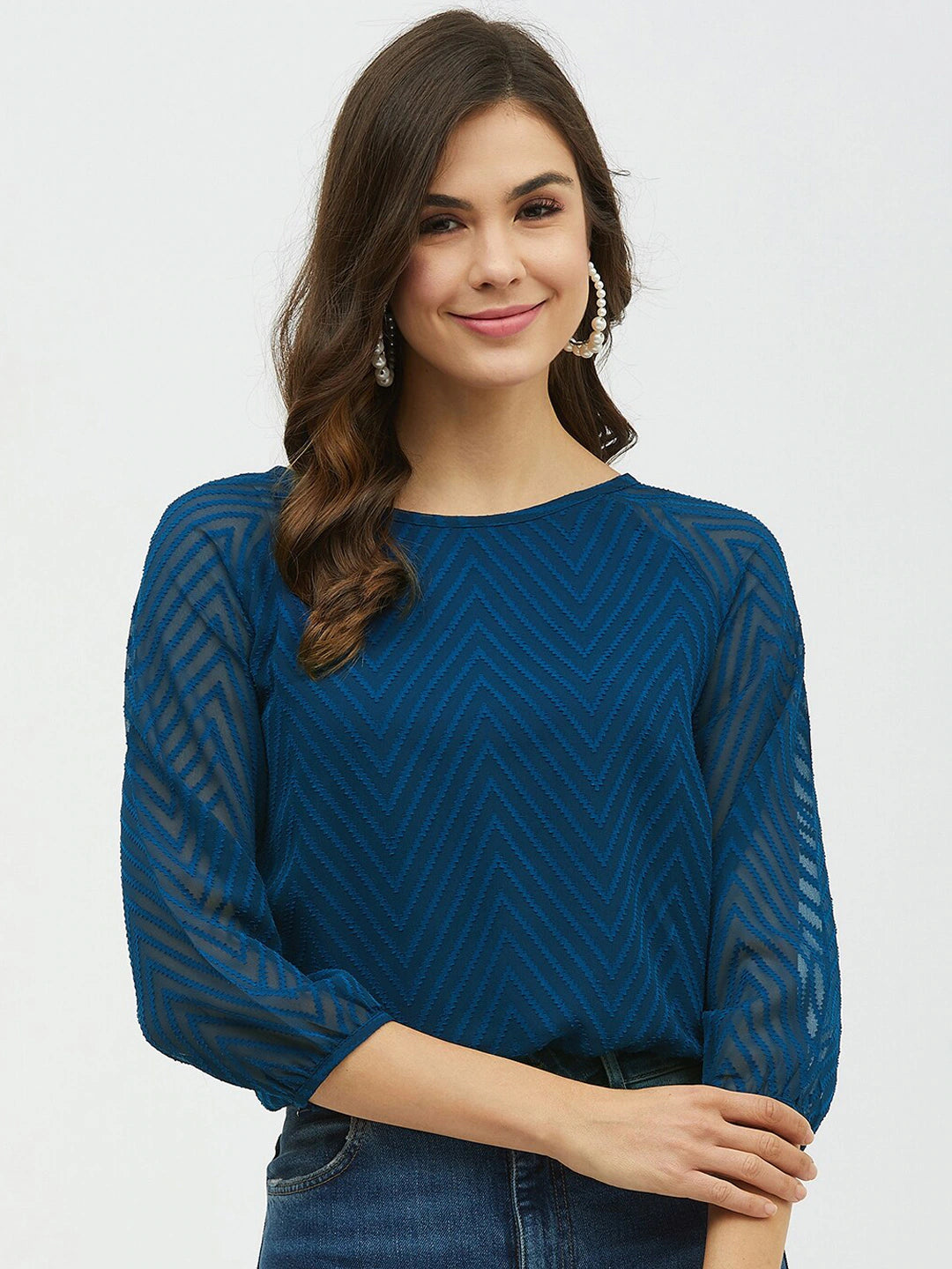 Blue Self Design Top