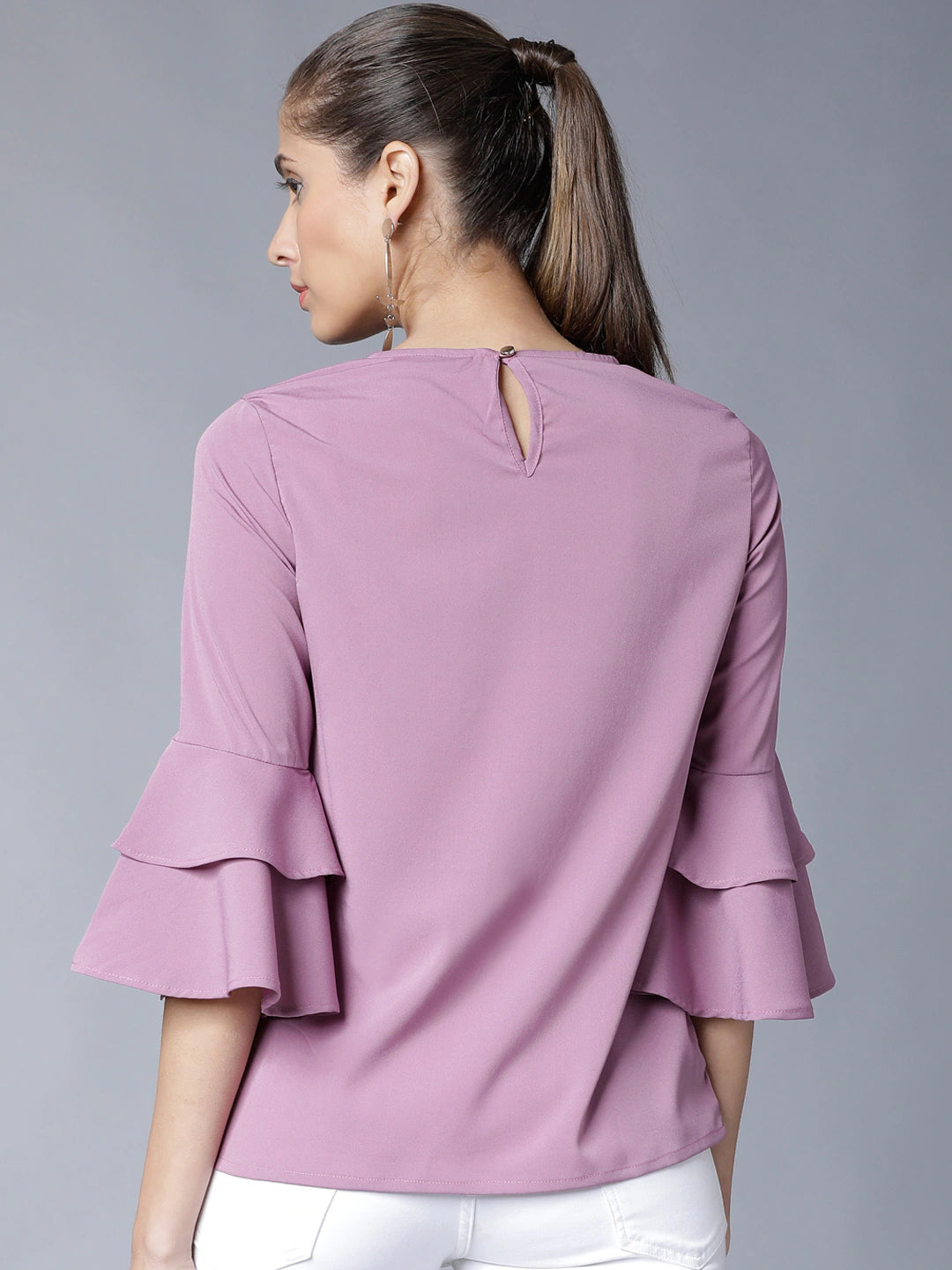 Mauve Top With Bell Sleeves