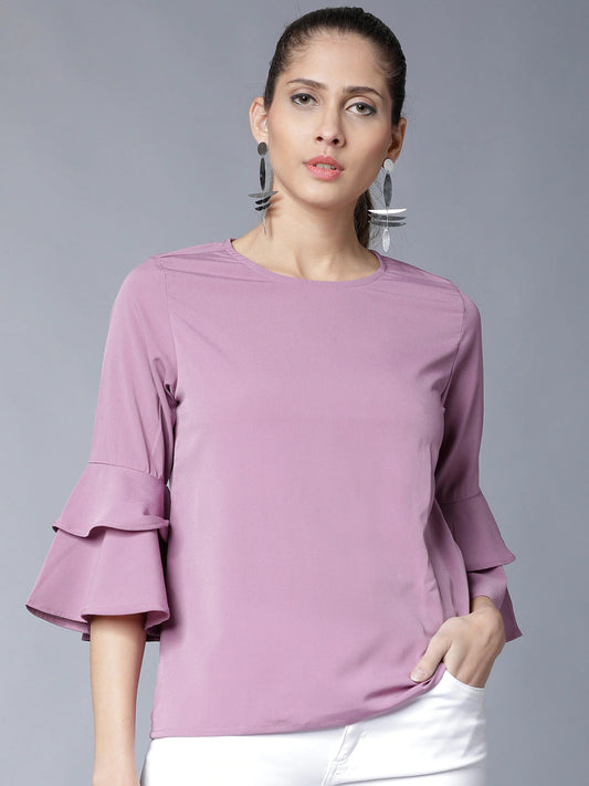 Mauve Top With Bell Sleeves