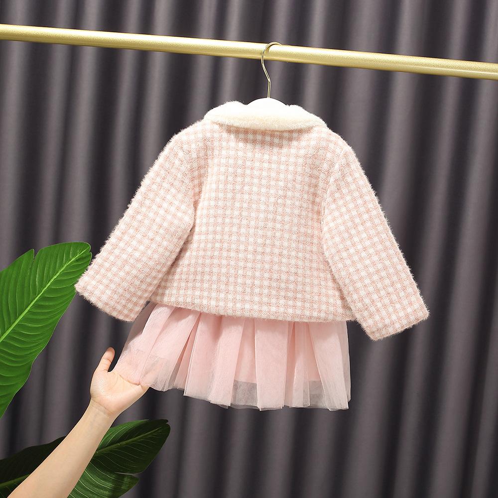 Checkered winter jacket dress set
