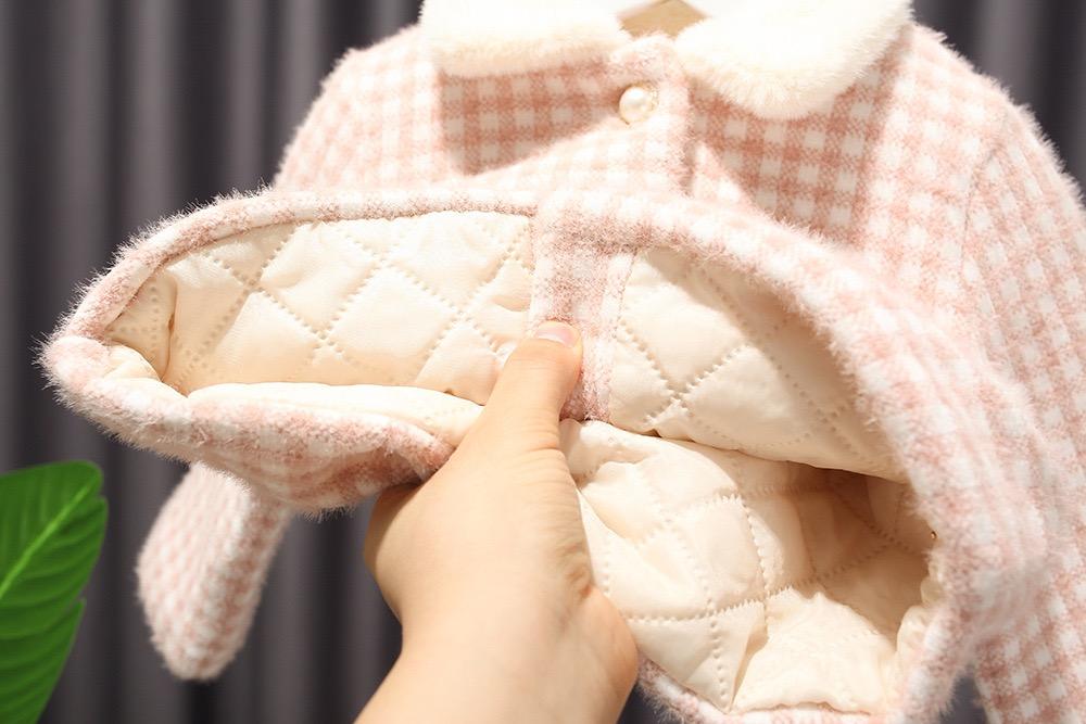 Checkered winter jacket dress set