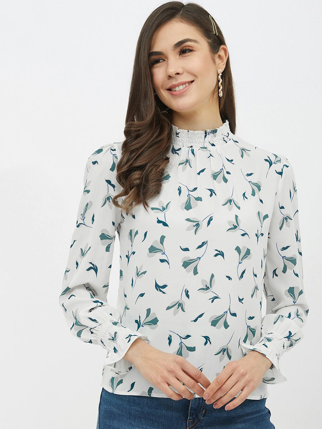 Women White Printed Top